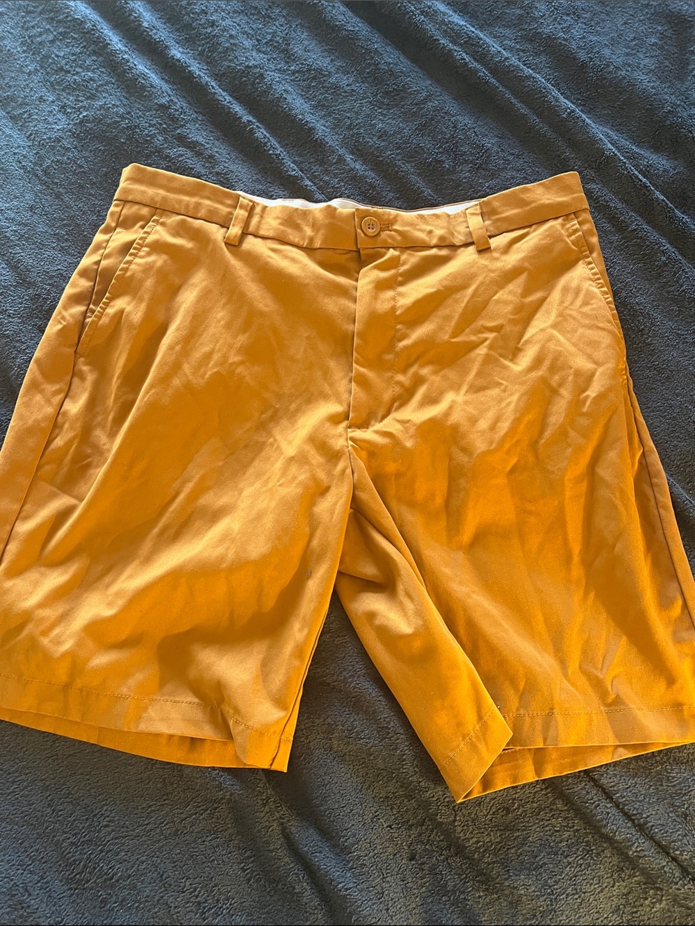 Amazon Essentials Men's Flat Front Shorts in Mustard Yellow